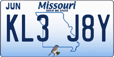 MO license plate KL3J8Y