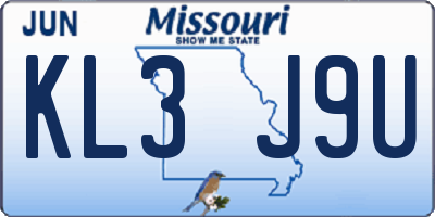 MO license plate KL3J9U