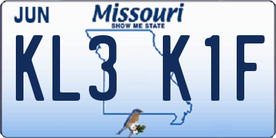 MO license plate KL3K1F