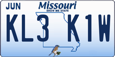 MO license plate KL3K1W