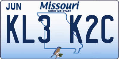 MO license plate KL3K2C