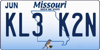MO license plate KL3K2N