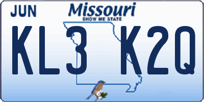 MO license plate KL3K2Q