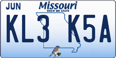 MO license plate KL3K5A