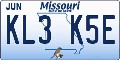 MO license plate KL3K5E