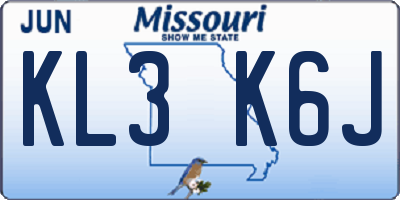 MO license plate KL3K6J