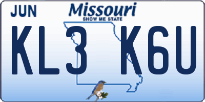 MO license plate KL3K6U