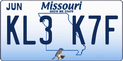 MO license plate KL3K7F