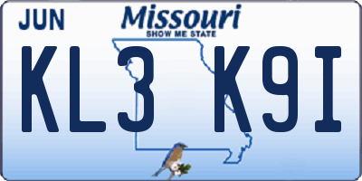 MO license plate KL3K9I