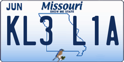 MO license plate KL3L1A