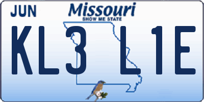 MO license plate KL3L1E