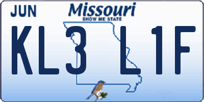 MO license plate KL3L1F