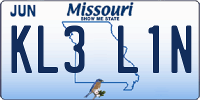 MO license plate KL3L1N