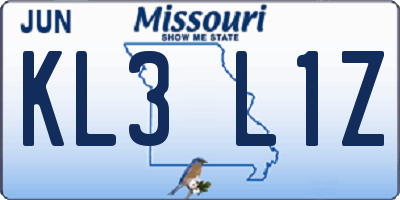 MO license plate KL3L1Z