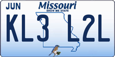MO license plate KL3L2L