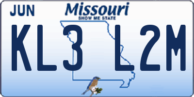 MO license plate KL3L2M