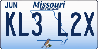 MO license plate KL3L2X