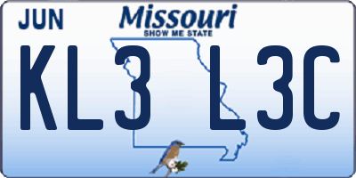 MO license plate KL3L3C