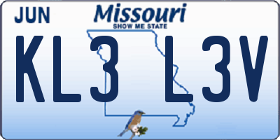 MO license plate KL3L3V