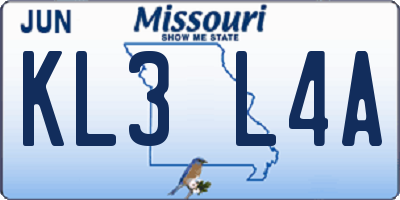 MO license plate KL3L4A