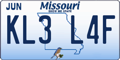 MO license plate KL3L4F
