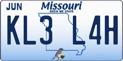 MO license plate KL3L4H
