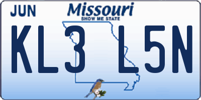 MO license plate KL3L5N