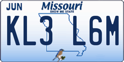 MO license plate KL3L6M
