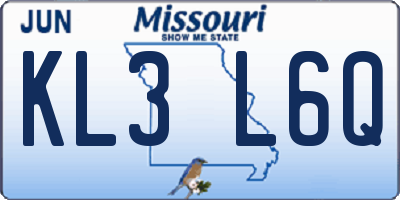 MO license plate KL3L6Q