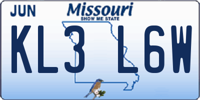 MO license plate KL3L6W