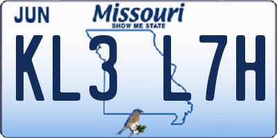 MO license plate KL3L7H