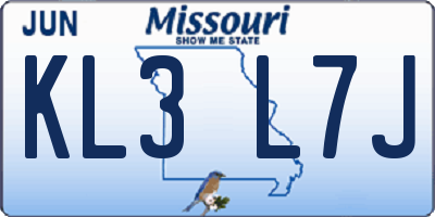 MO license plate KL3L7J
