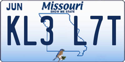 MO license plate KL3L7T