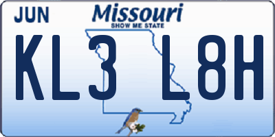 MO license plate KL3L8H