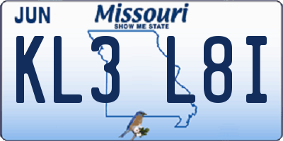 MO license plate KL3L8I