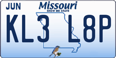 MO license plate KL3L8P