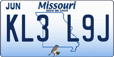 MO license plate KL3L9J