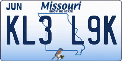 MO license plate KL3L9K