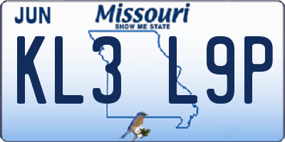 MO license plate KL3L9P