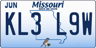 MO license plate KL3L9W