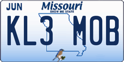 MO license plate KL3M0B