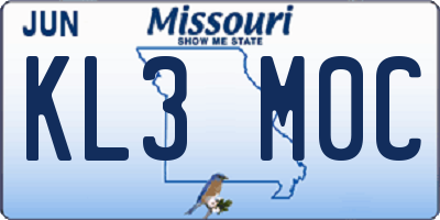 MO license plate KL3M0C