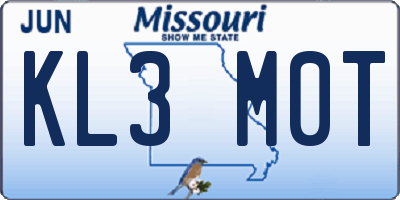 MO license plate KL3M0T