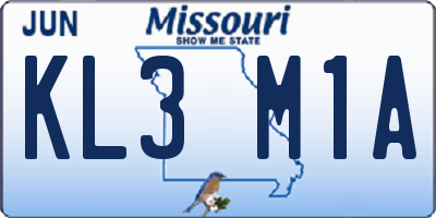 MO license plate KL3M1A