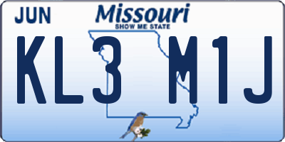 MO license plate KL3M1J