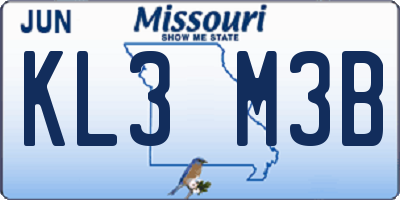 MO license plate KL3M3B