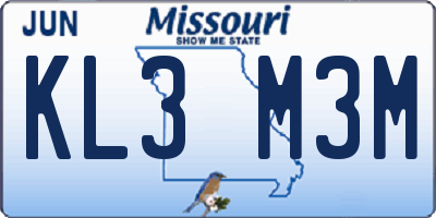 MO license plate KL3M3M