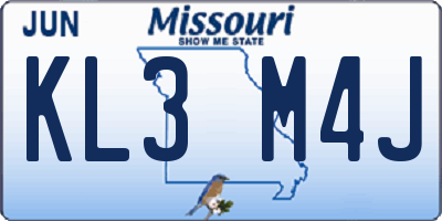 MO license plate KL3M4J