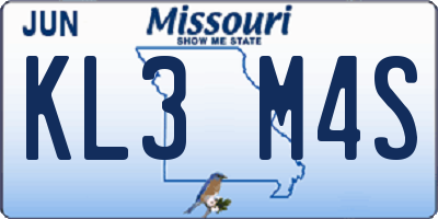 MO license plate KL3M4S