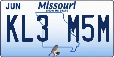 MO license plate KL3M5M